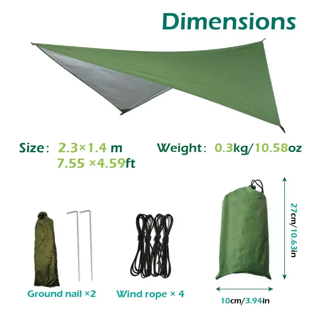 Hamac de camping avec moustiquaire, bâche de protection et sangles de fixation - Image 4