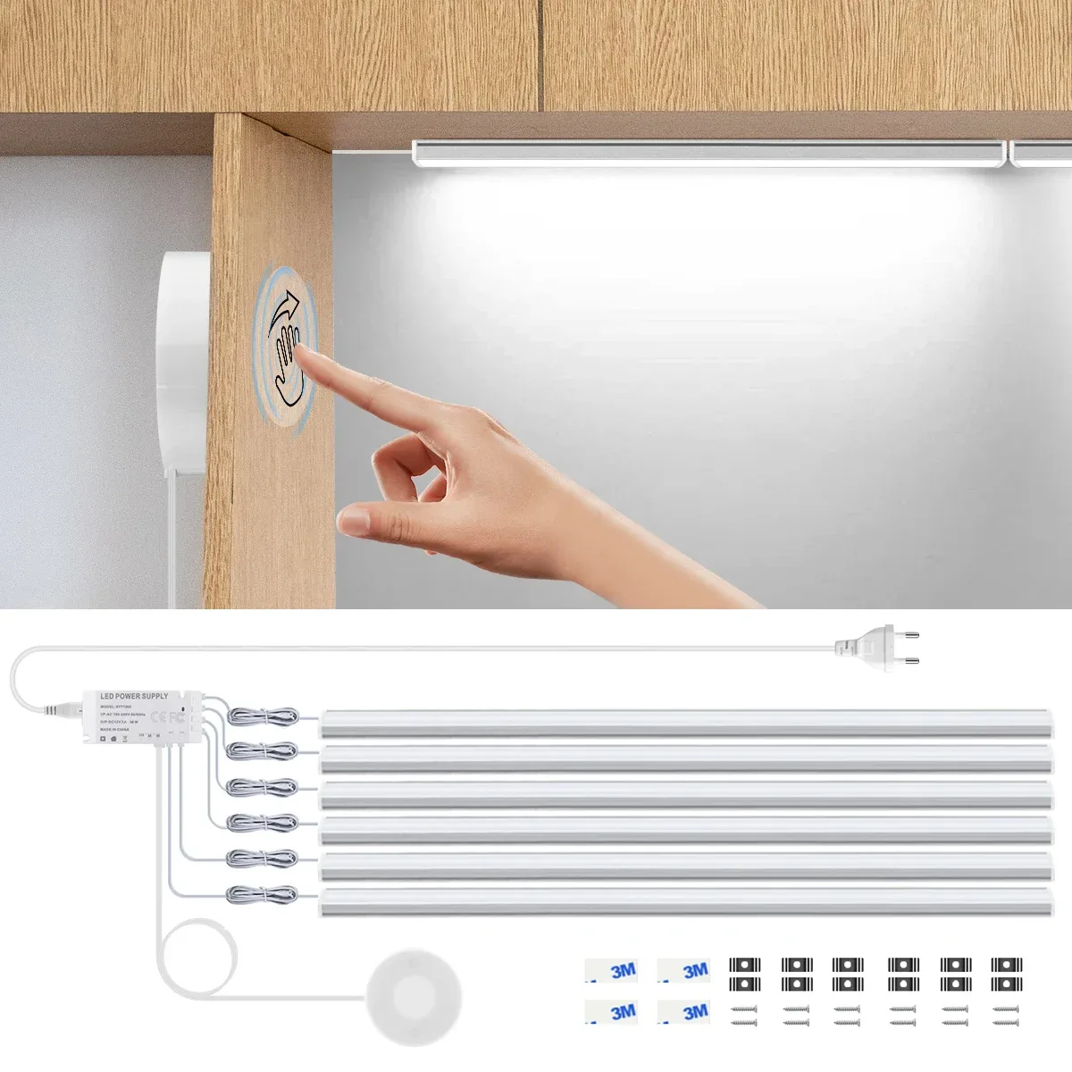 Réglette LED sans fil avec détecteur de mouvement et interrupteur tactile - Éclairage sous-meuble pour cuisine - Image 2
