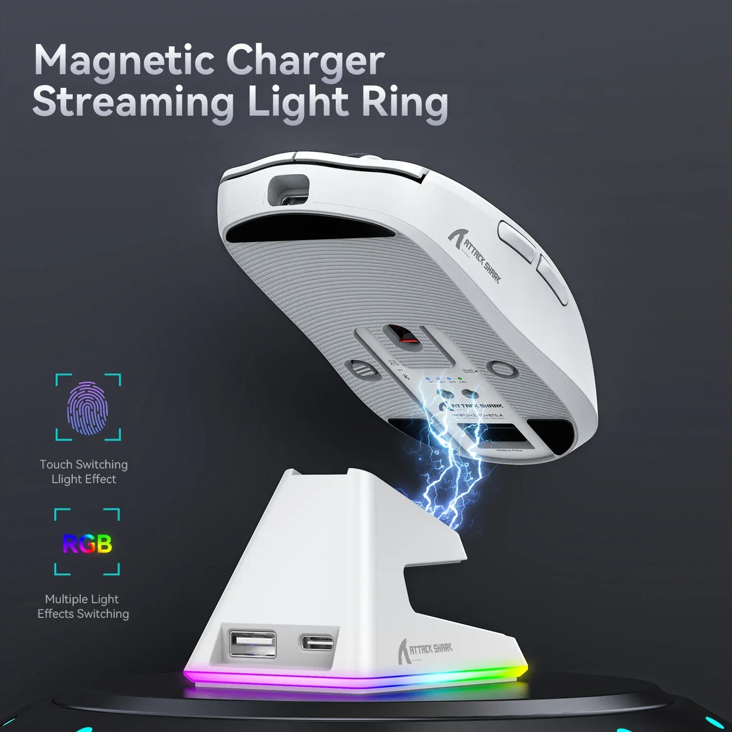 Souris Gamer X6 PAW3395 - Connexion Tri-mode avec Station de Charge Magnétique RGB - Image 3