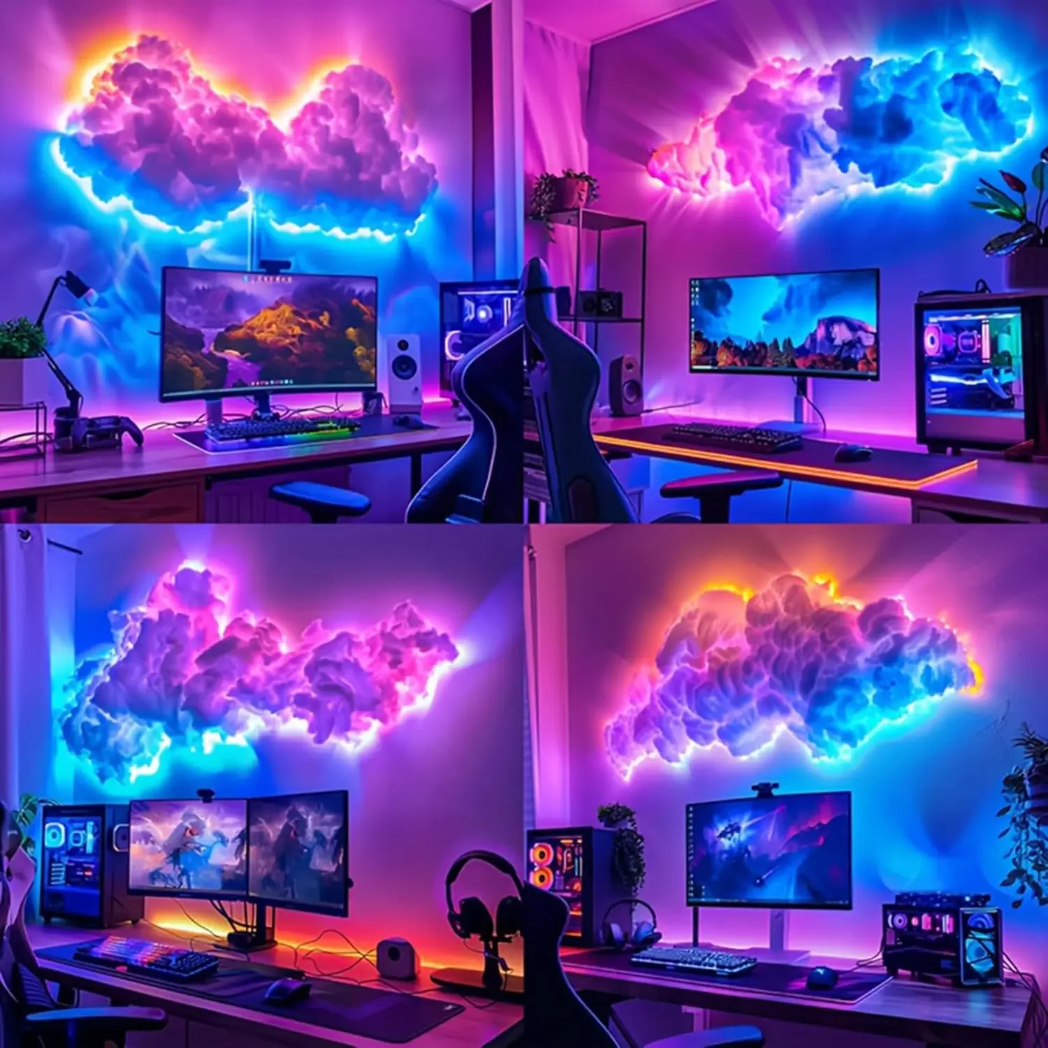 Nuage d'orage LED 3D avec synchronisation musicale et ruban multicolore - Image 6