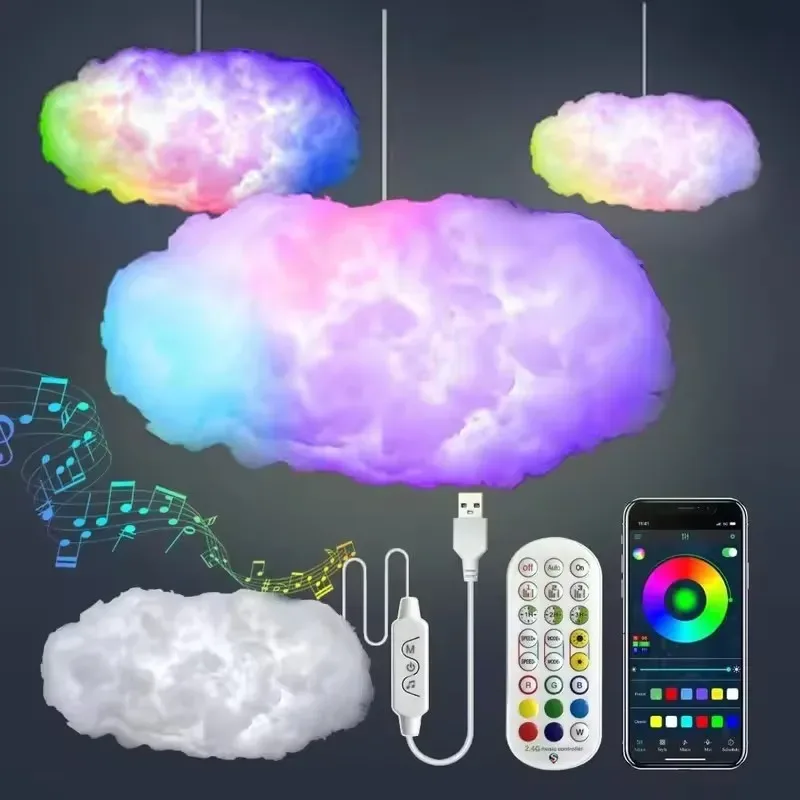 Nuage d'orage LED 3D avec synchronisation musicale et ruban multicolore - Image 5