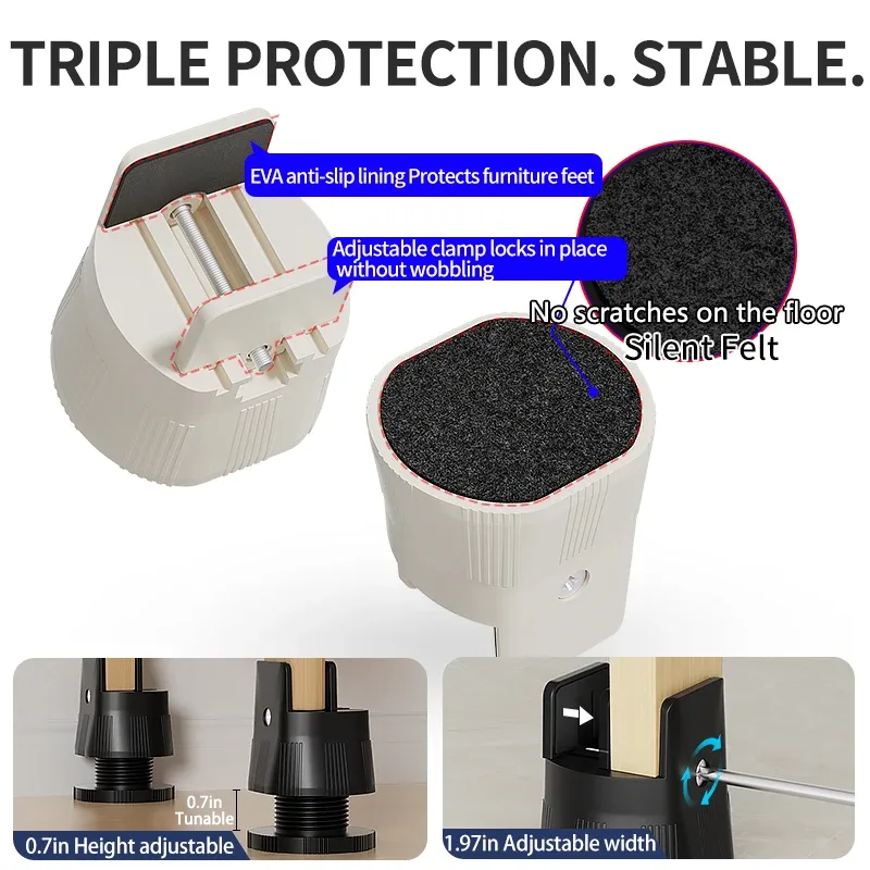 Rehausseurs de pieds de meubles réglables - Protection antichoc et anti-humidité - Image 5