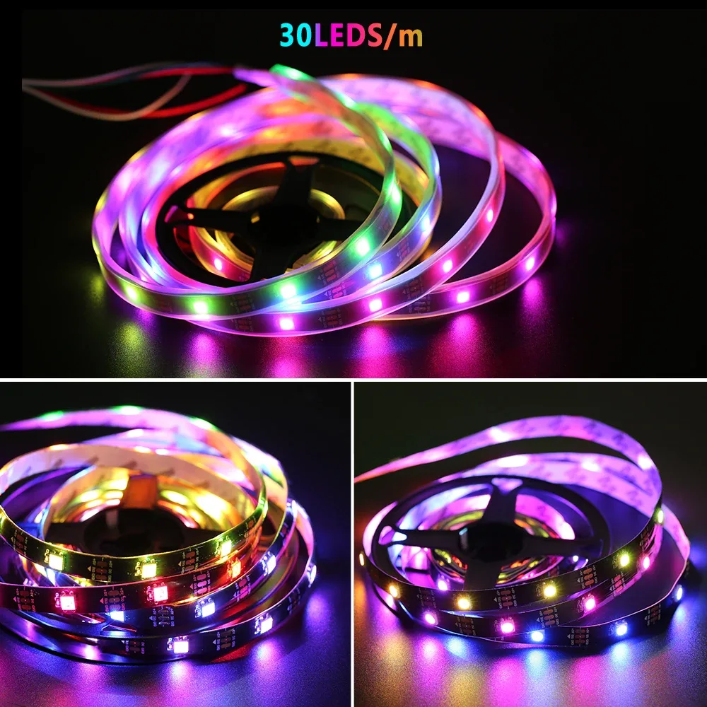 Ruban LED RGBIC Adressable WS2812B 5V USB - 30/60 LED/m - IP30/IP65/IP67 6
