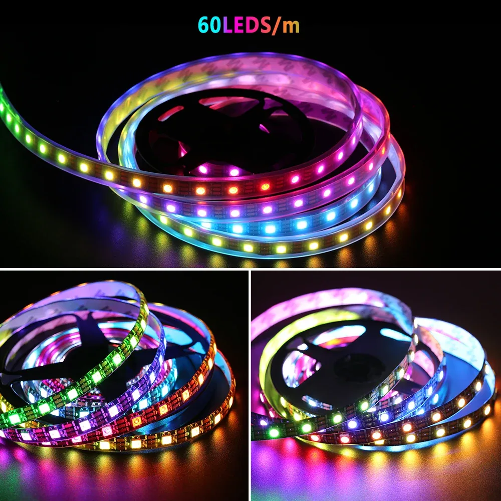 Ruban LED RGBIC Adressable WS2812B 5V USB - 30/60 LED/m - IP30/IP65/IP67 5