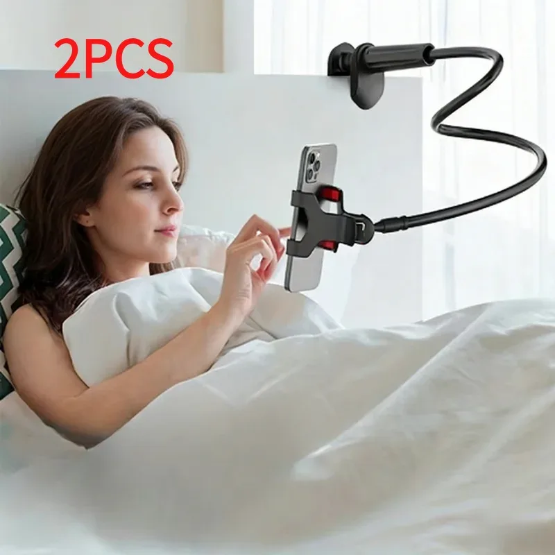 Lot de 2 supports universels à bras flexible pour smartphone (4 à 7 pouces) - Fixation bureau et chevet - Image 1