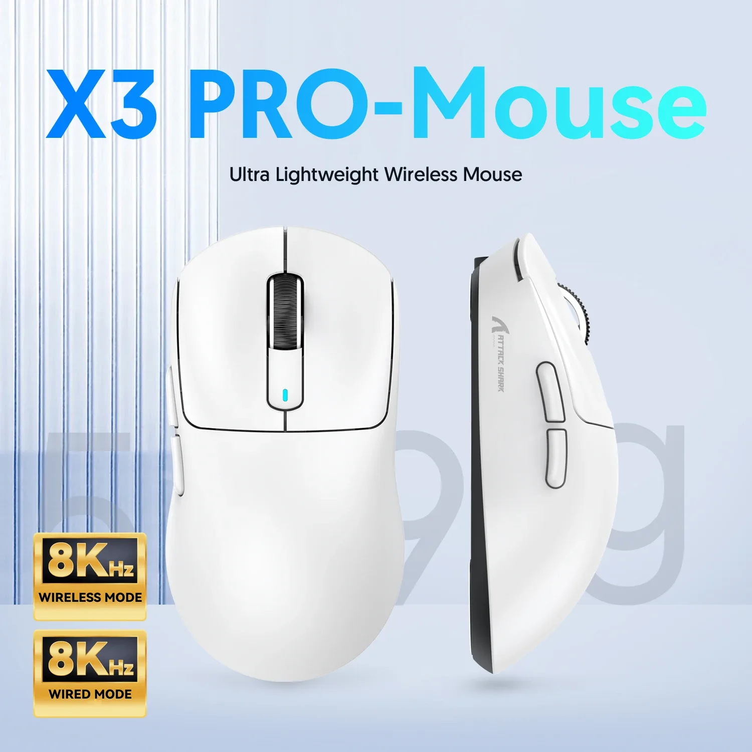 Souris de jeu sans fil ultra-légère Attack Shark X3 Pro - PAW3395, 26000 DPI, Tri-Mode - Image 1