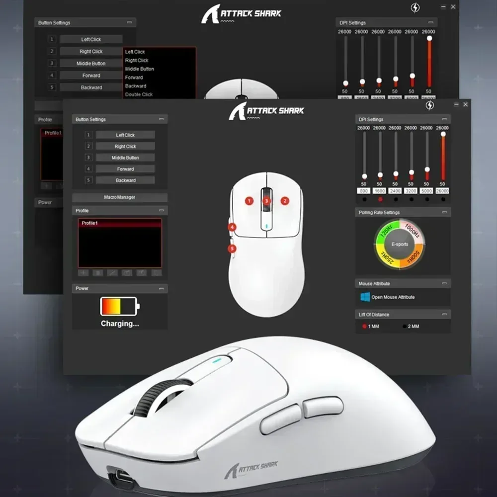 Souris de jeu sans fil ultra-légère Attack Shark X3 Pro - PAW3395, 26000 DPI, Tri-Mode - Image 5
