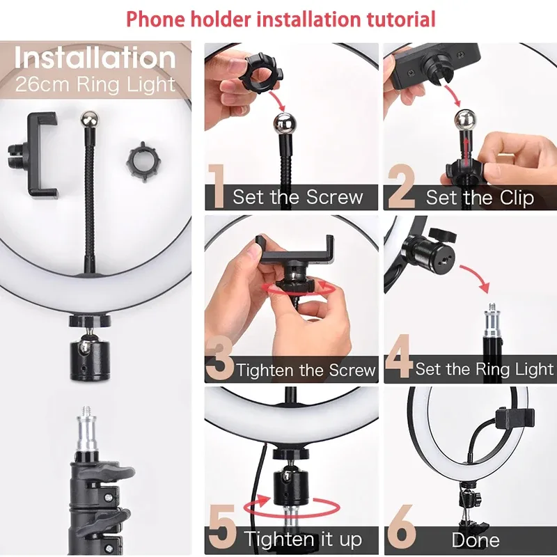 Anneau Lumineux LED avec Trépied 20 cm pour Smartphone et Vidéo - Image 6