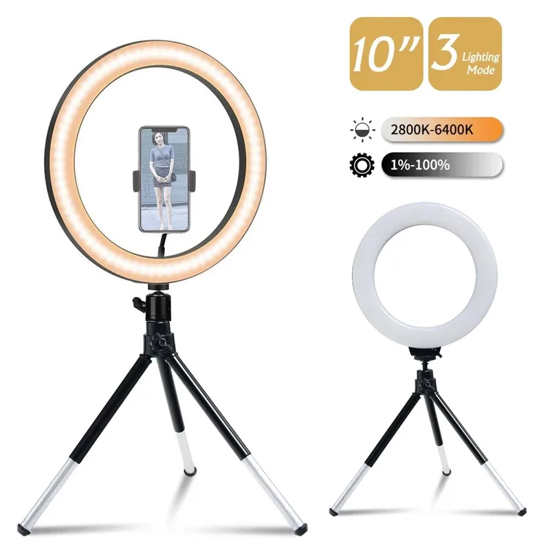 Anneau Lumineux LED avec Trépied 20 cm pour Smartphone et Vidéo - Image 1