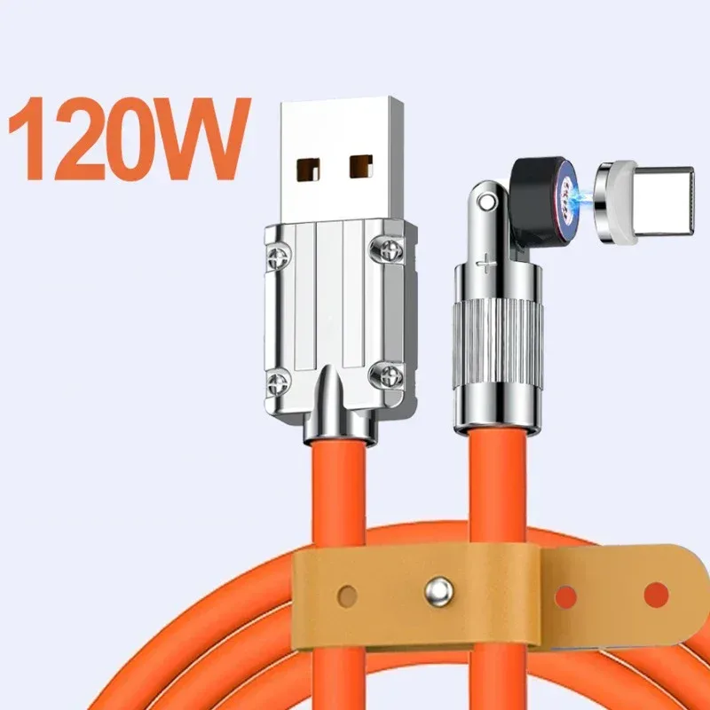 Câble de charge rapide magnétique rotatif 540° 120W (6A), USB vers Type-C et Micro-USB, silicone liquide, 1,5m - Image 2