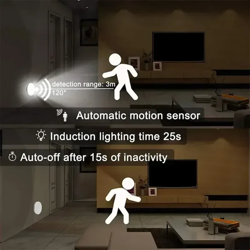 Veilleuse LED à détecteur de mouvement sans fil, rechargeable par USB - Image 3