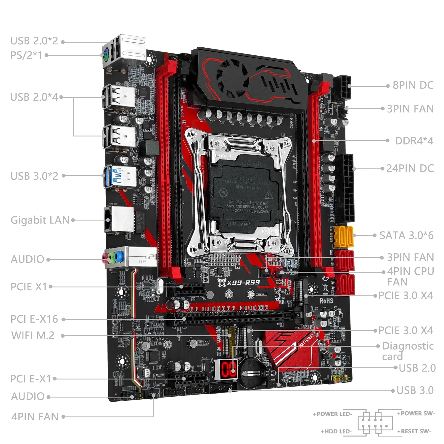 Carte mère MACHINIST X99 RS9 LGA 2011-3, Support Intel Xeon E5 V3/V4, DDR4 Quad-Channel, M.2 NVME, M-ATX - Image 2