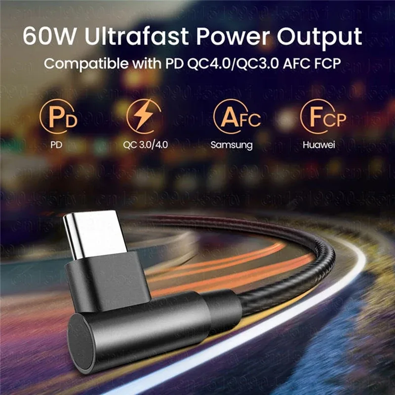 Câble USB-C vers USB-C 120W à angle droit (L) - Charge rapide PD 4.0/3.0 - Image 2