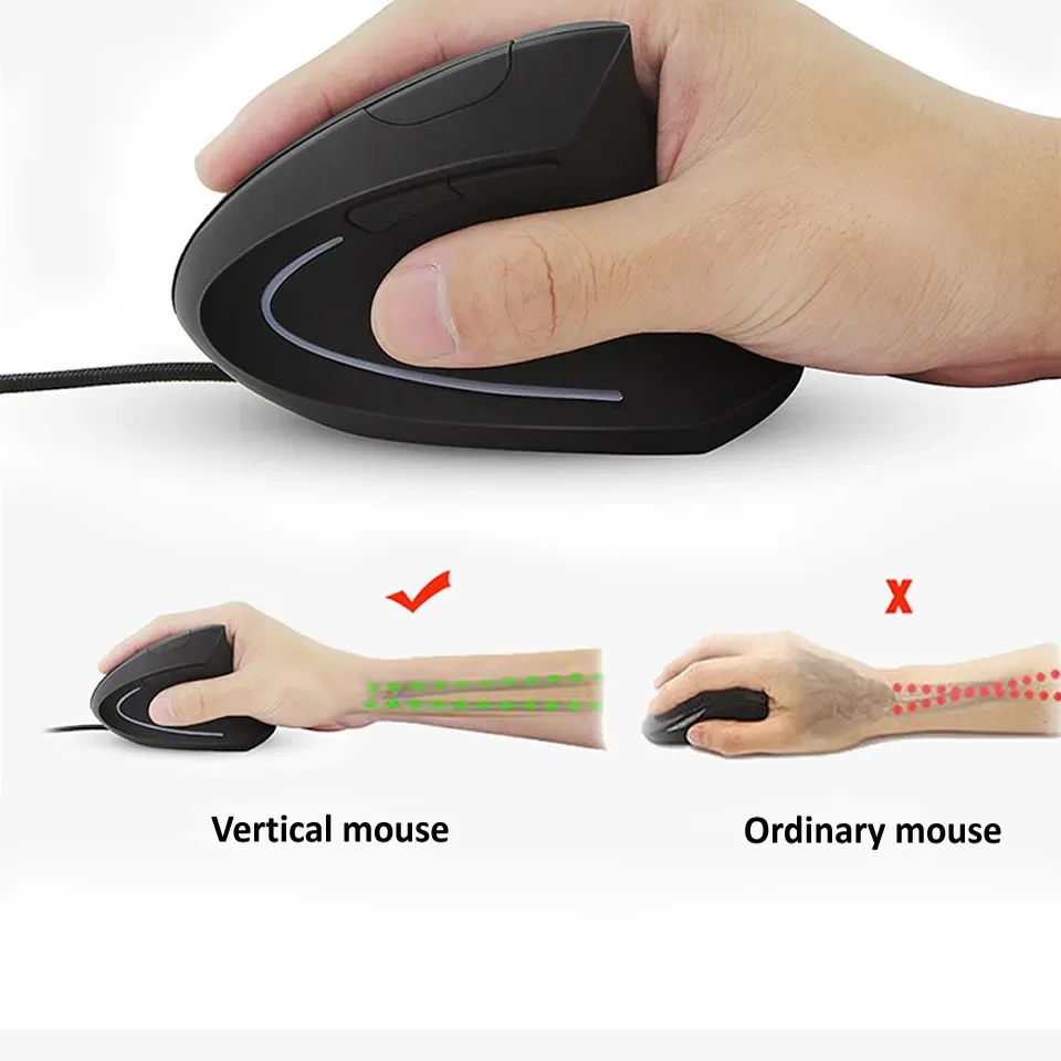 Souris ergonomique verticale filaire pour droitier, Optique USB, 1600 DPI - Image 3