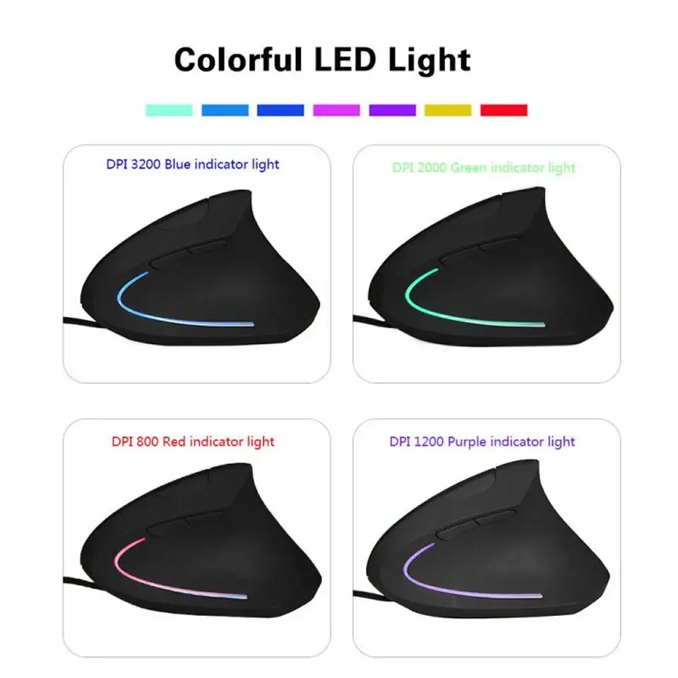Souris ergonomique verticale filaire pour droitier, Optique USB, 1600 DPI - Image 4