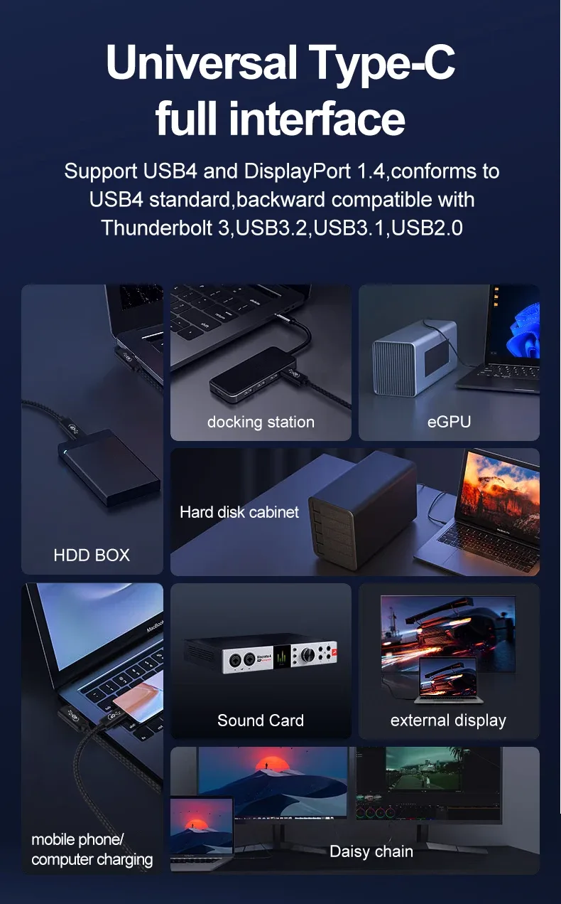 Câble Thunderbolt 4 / USB4 Type-C Coudé (90°) - 2m, 40Gbps, 8K 60Hz - Image 6