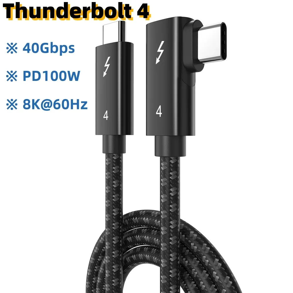 Câble Thunderbolt 4 / USB4 Type-C Coudé (90°) - 2m, 40Gbps, 8K 60Hz - Image 1