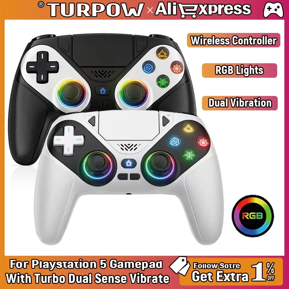 Manette sans fil pour PlayStation 5 avec fonction Turbo et vibration - Image 1