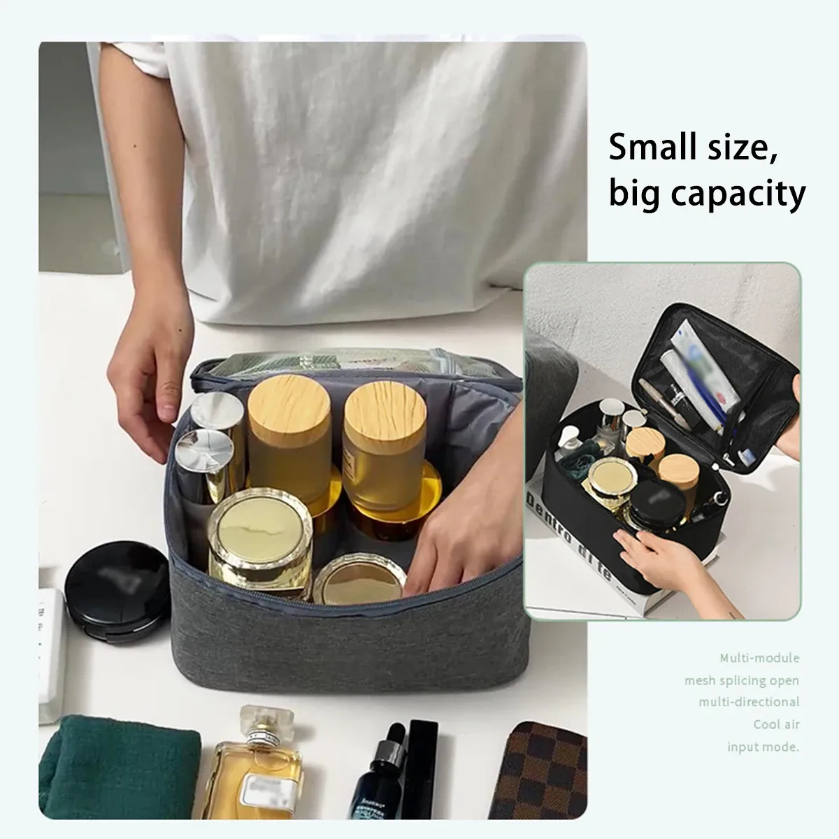 Trousse de toilette de voyage pour homme à double compartiment - Grande capacité - Image 3