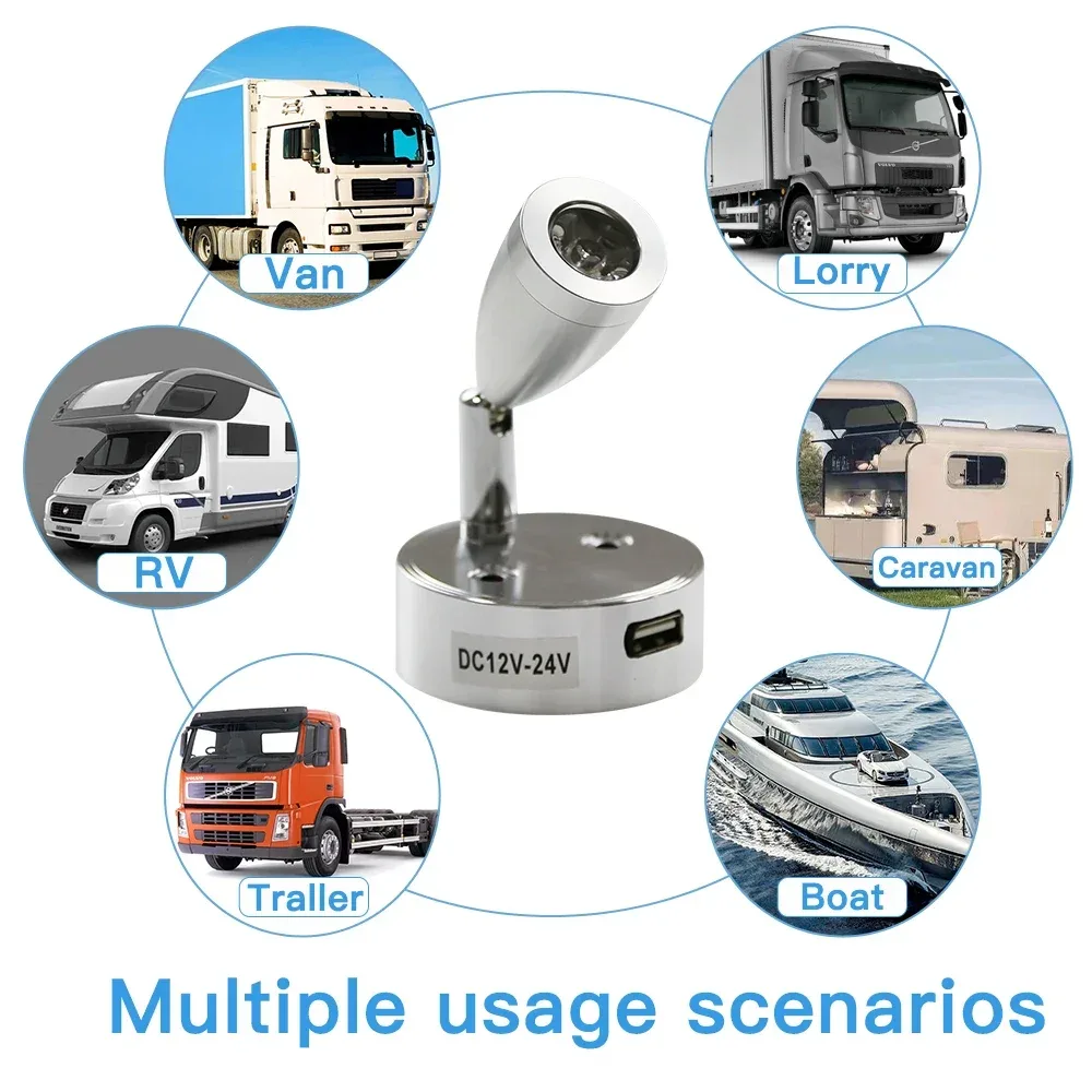 Spot de lecture LED 12-24V pour camping-car, caravane et bateau 6