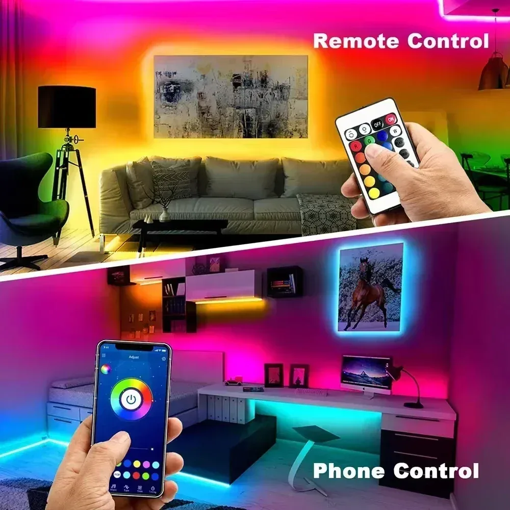 Ruban LED RGB Bluetooth 5050 - Rétroéclairage TV USB avec Contrôle App et Télécommande (1-30m) 5