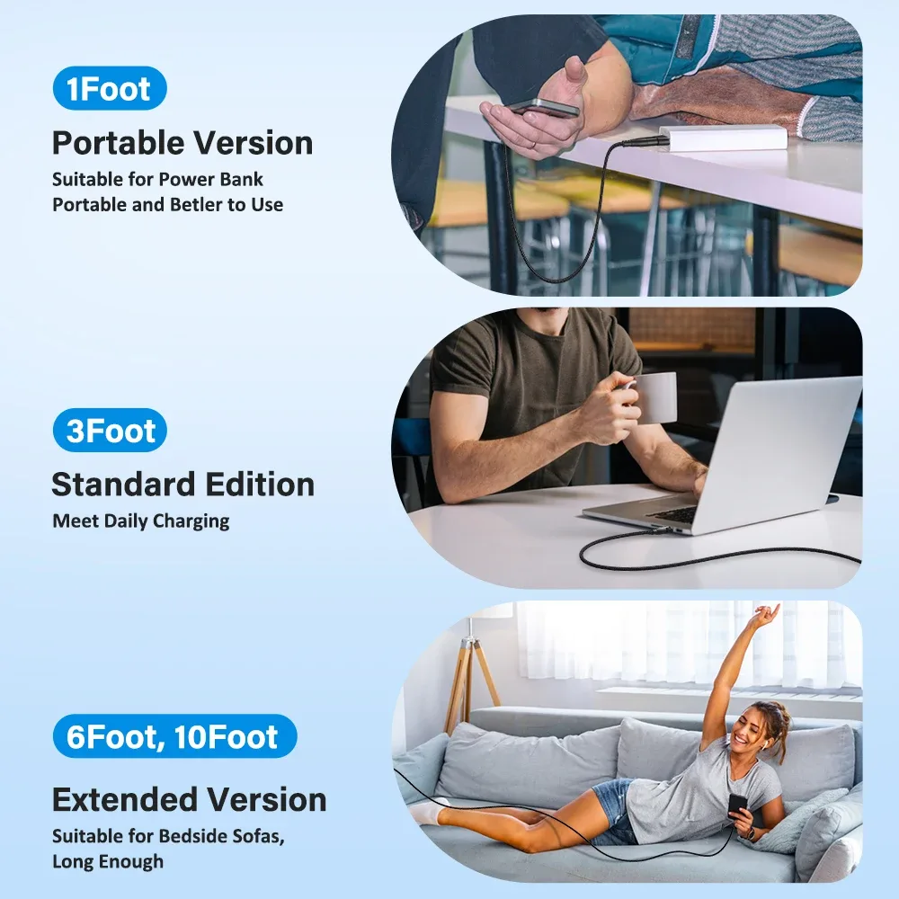 AUFU Câble USB-C vers USB-C 100W PD - Connecteur Rotatif à 180° - Image 6
