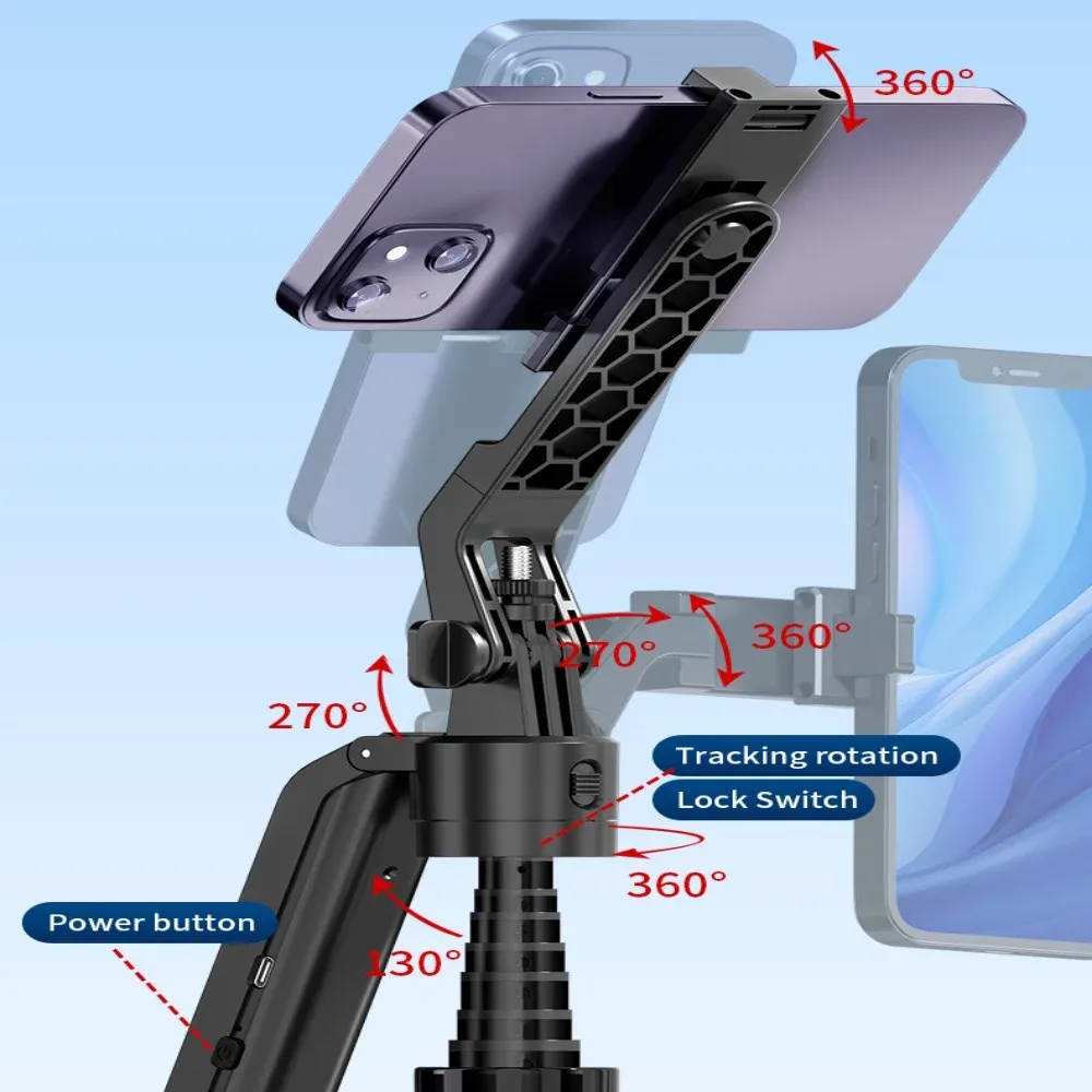 Trépied Selfie Quadripode C12 1,8 m avec Suivi Intelligent IA 360° et Télécommande - Image 6
