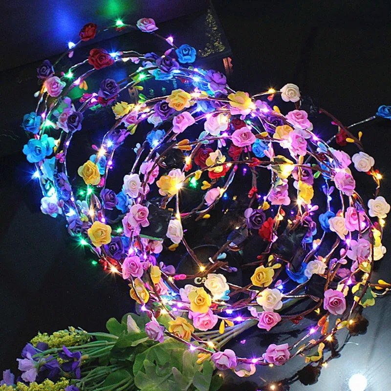 Lot de 15/30 couronnes de fleurs lumineuses à LED pour mariages et fêtes - Image 2