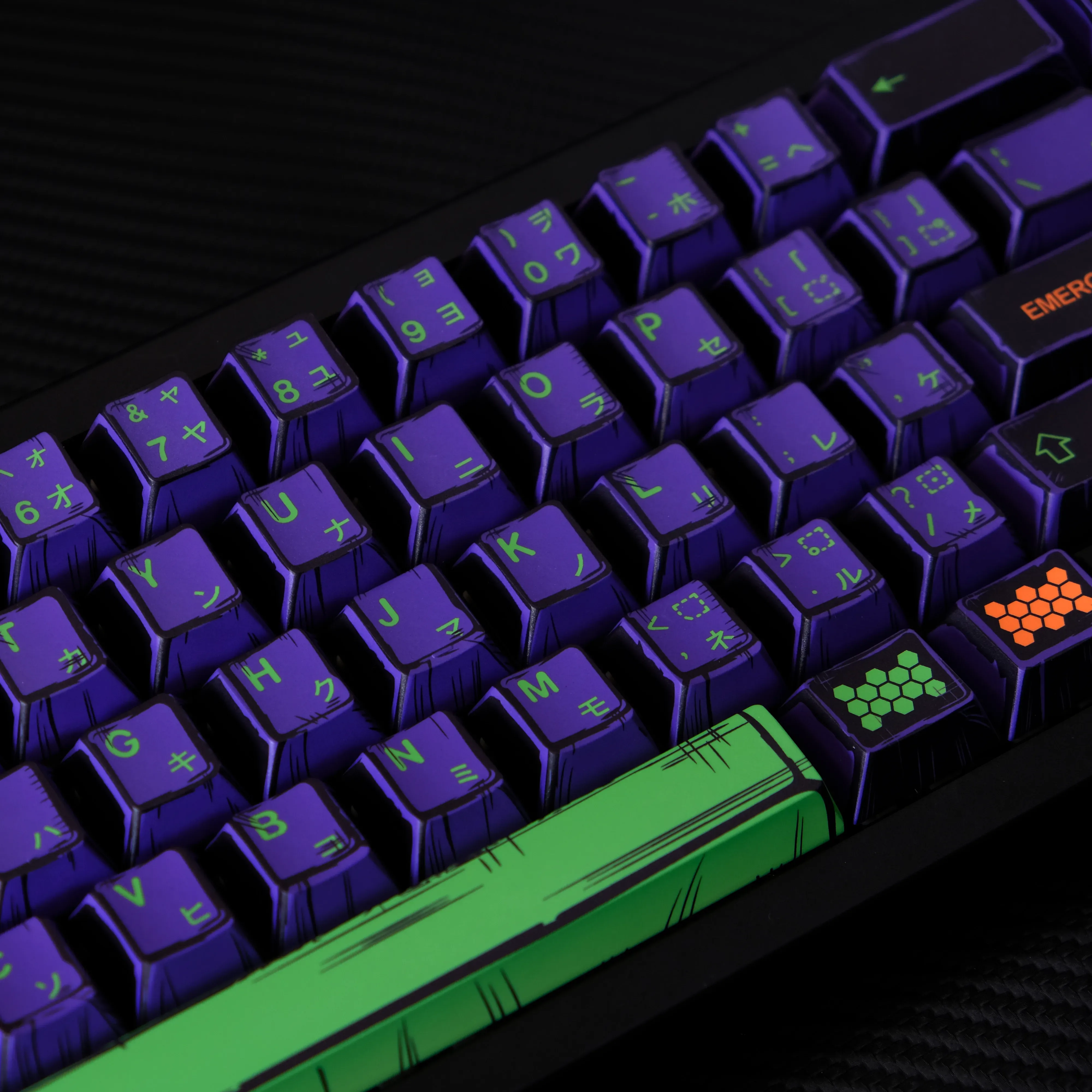 Set de keycaps PBT EVA-01 - Profil Cherry, Dye-Sub, 78/151 touches, Disposition ISO - Image 2