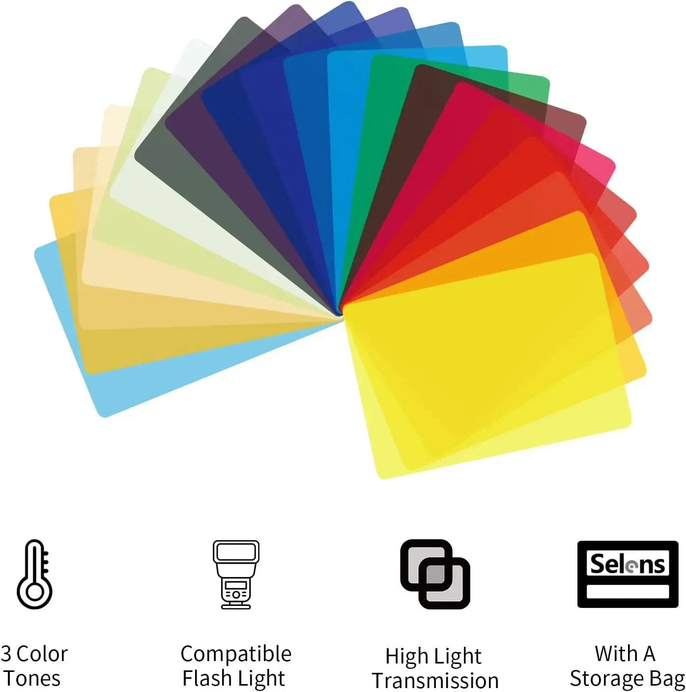 Selens Lot de 20 Filtres Gélatines de Couleur pour Flash Studio (25x25 cm / 10x7 cm) - Image 5
