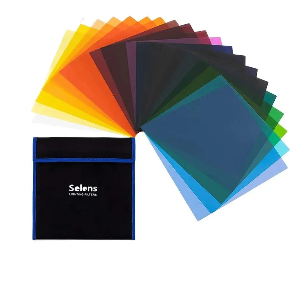 Selens Lot de 20 Filtres Gélatines de Couleur pour Flash Studio (25x25 cm / 10x7 cm) - Image 1