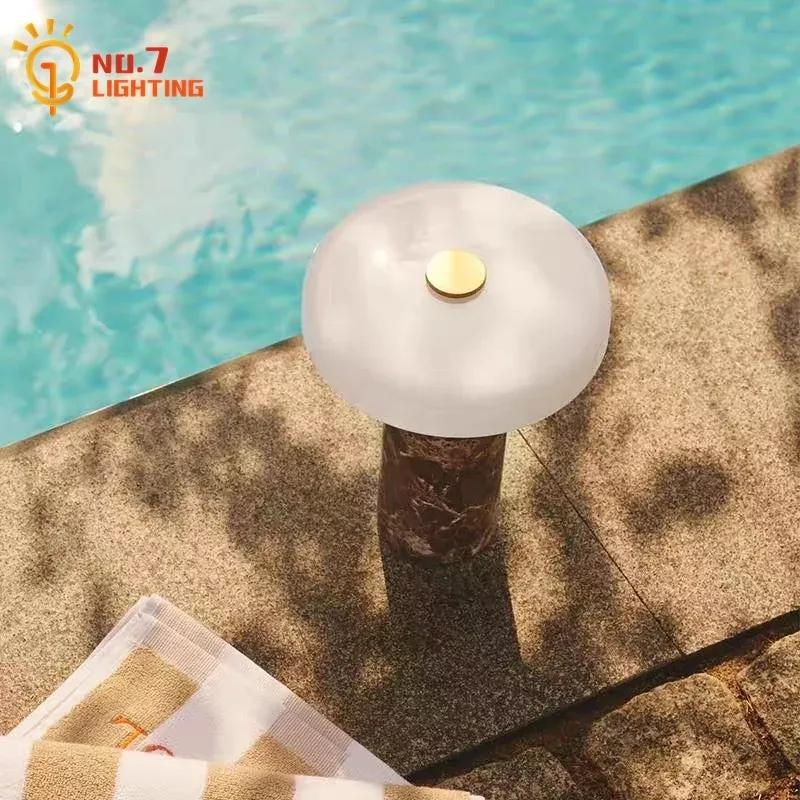 Lampe de table portable rechargeable en marbre avec commande tactile LED - Image 4