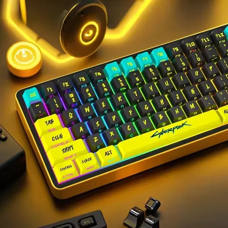 Set de 129 Keycaps PBT Cyberpunk - Profil Cherry - Gravure Latérale Translucide - Compatible Wooting - Image 5