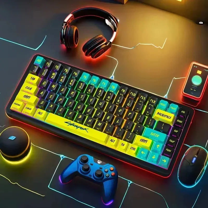 Set de 129 Keycaps PBT Cyberpunk - Profil Cherry - Gravure Latérale Translucide - Compatible Wooting - Image 4