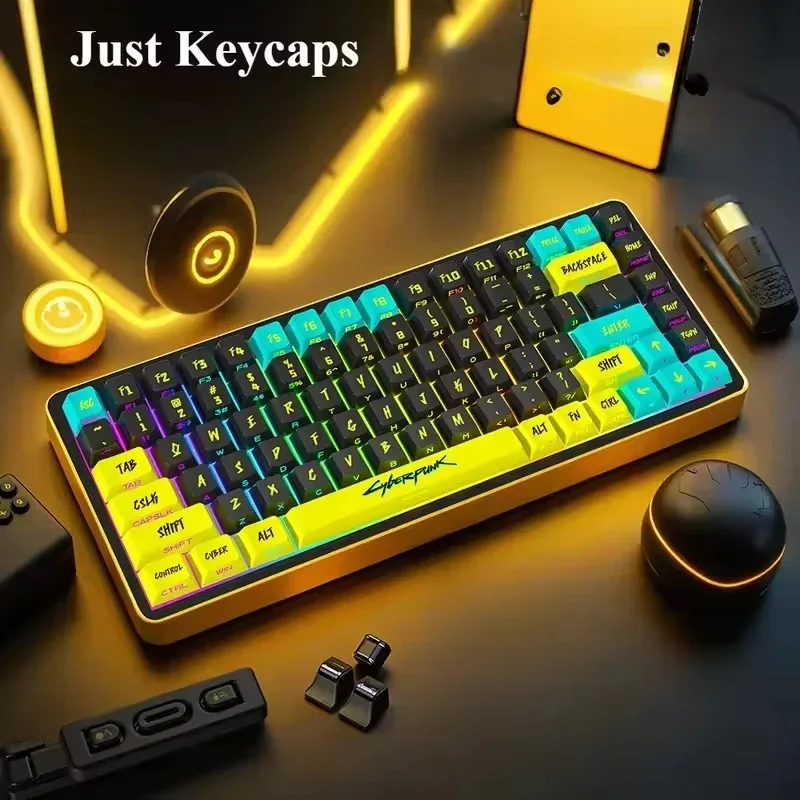 Set de 129 Keycaps PBT Cyberpunk - Profil Cherry - Gravure Latérale Translucide - Compatible Wooting - Image 2