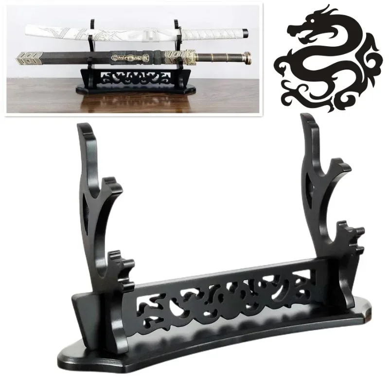 Support de Katana en Bois avec Motif Dragon - Présentoir pour Épée Demon Slayer - Image 1