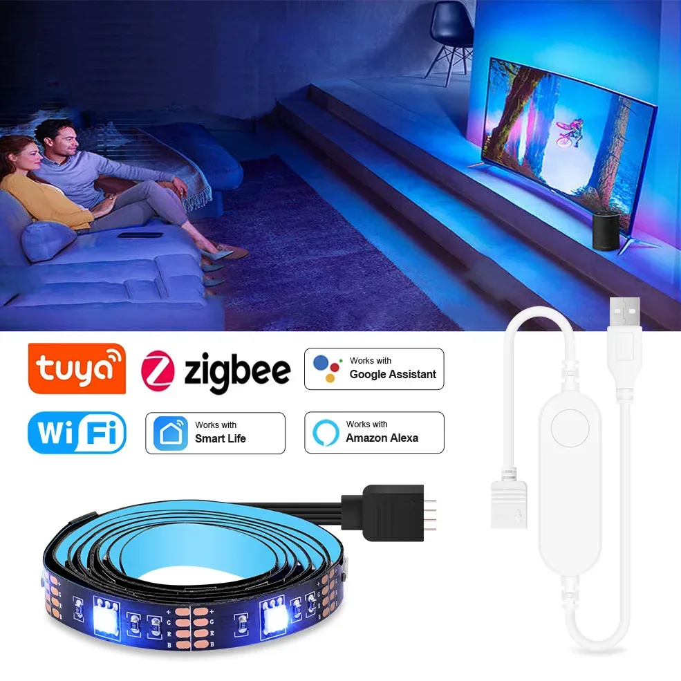 Ruban LED RGB Intelligent USB pour Rétroéclairage TV - Compatible Alexa et Google Home - Image 1