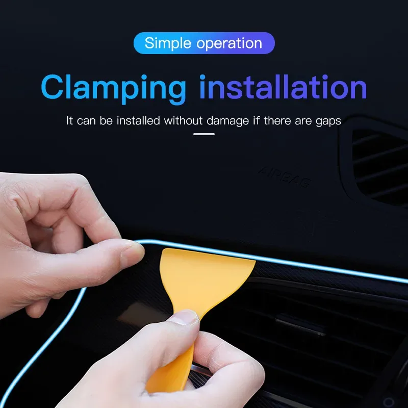 Bande lumineuse LED néon flexible pour intérieur de voiture - Éclairage d'ambiance USB - Image 6