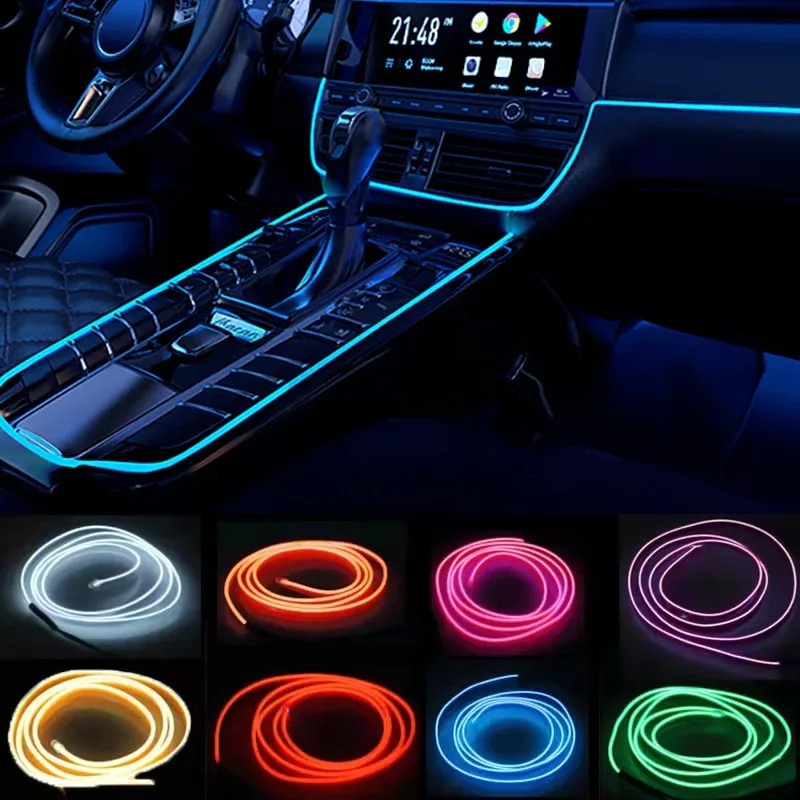 Bande lumineuse LED néon flexible pour intérieur de voiture - Éclairage d'ambiance USB - Image 1