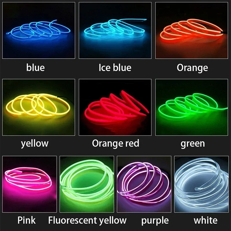 Bande lumineuse LED néon flexible pour intérieur de voiture - Éclairage d'ambiance USB - Image 5