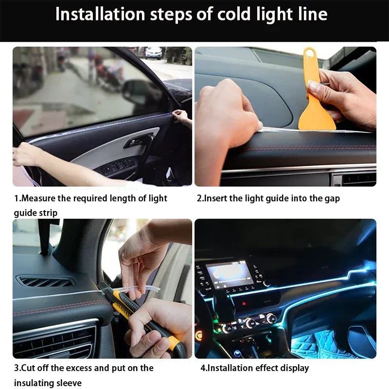 Bande lumineuse LED néon flexible pour intérieur de voiture - Éclairage d'ambiance USB - Image 4