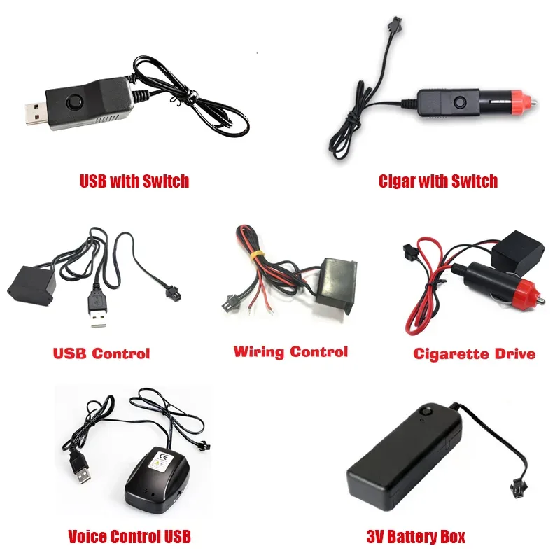 Bande lumineuse LED néon flexible pour intérieur de voiture - Éclairage d'ambiance USB - Image 2