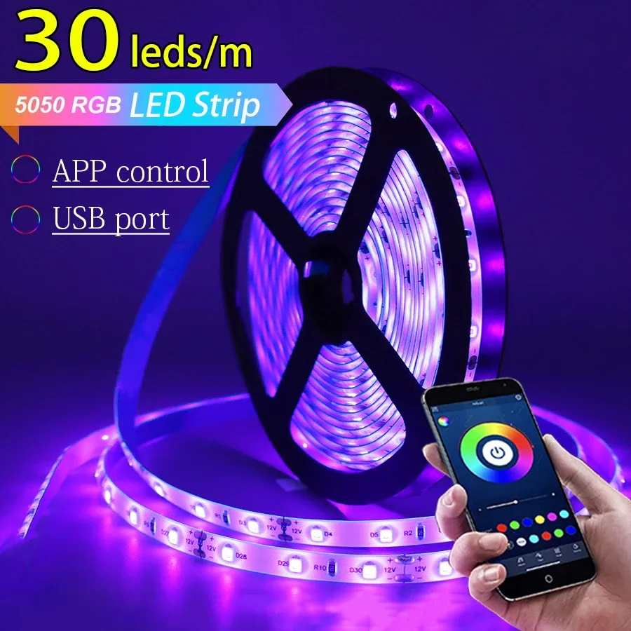 Ruban LED Bluetooth RGB 5050 USB 5V - 30 LED/m - Image 1