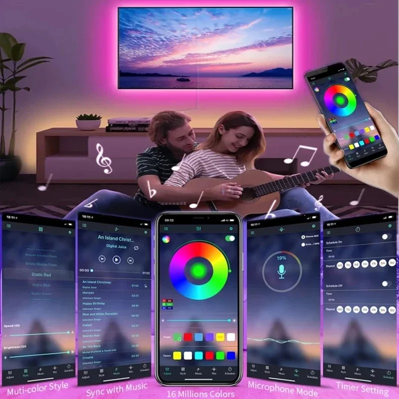 Ruban LED Bluetooth RGB 5050 USB 5V - 30 LED/m - Image 3