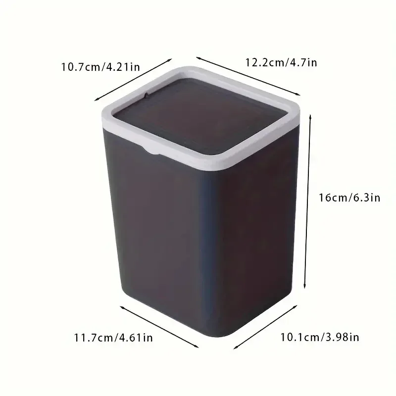 Mini poubelle de bureau carrée avec couvercle basculant - Image 2