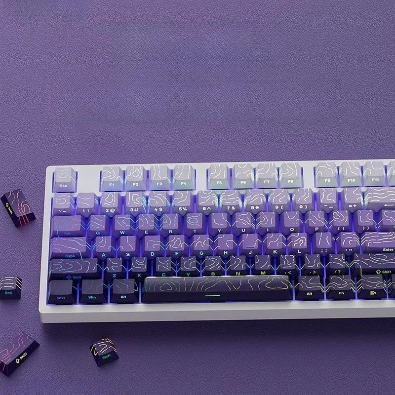 Keycaps PBT à dégradé et lettrage latéral transparent, profil Cherry, pour claviers mécaniques (60% à 100%) - Image 5