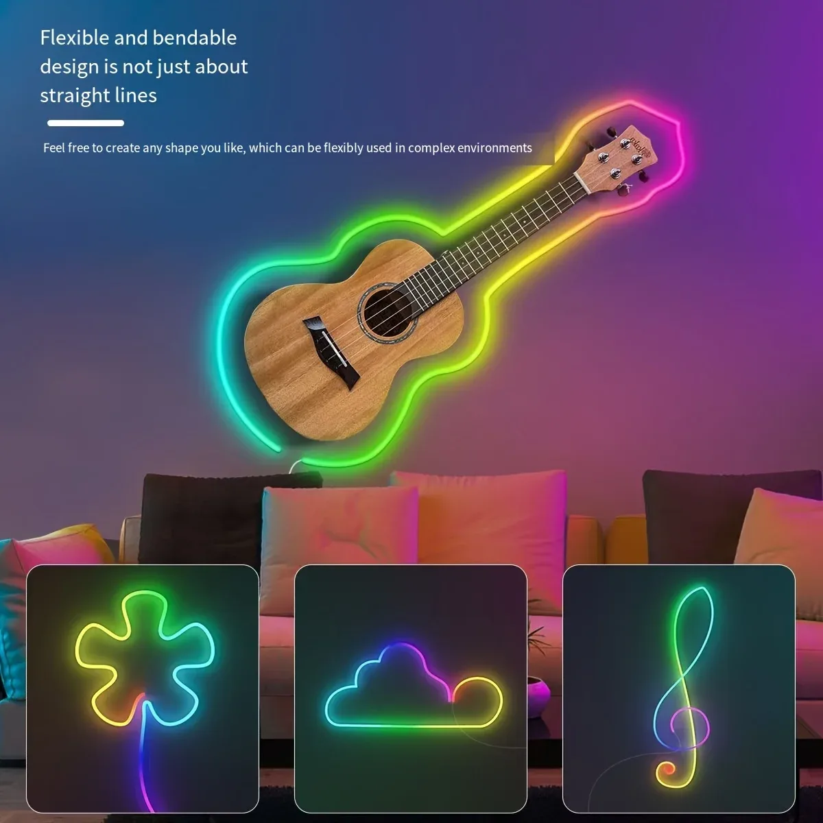 Ruban LED Néon Flexible RGBIC 5V USB - Contrôle Bluetooth et Synchronisation Musicale - Image 4