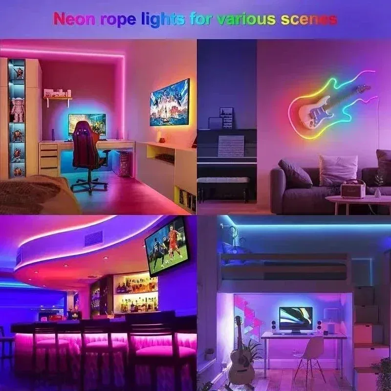 Ruban LED Néon Flexible RGBIC 5V USB - Contrôle Bluetooth et Synchronisation Musicale - Image 6