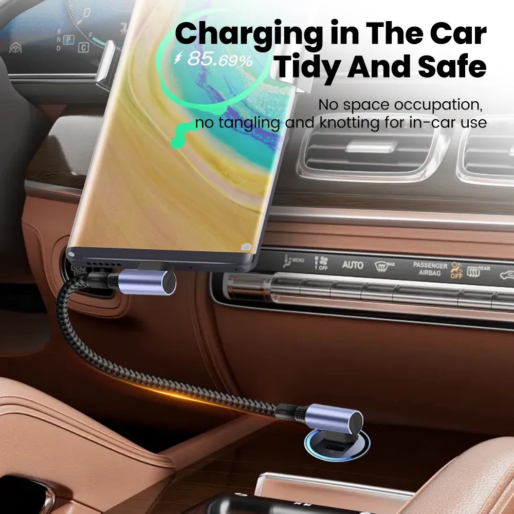 Câble USB-C vers USB-C 6A Coudé à 90° - Charge Rapide - Image 2