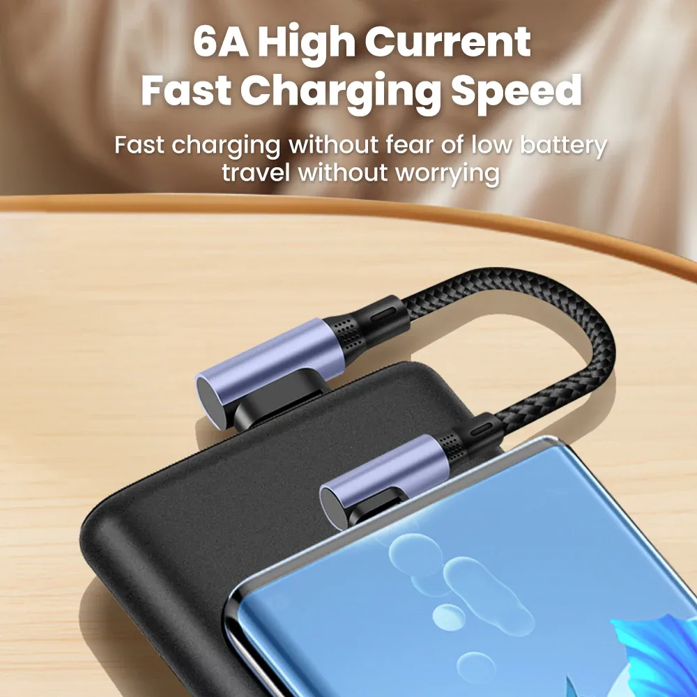 Câble USB-C vers USB-C 6A Coudé à 90° - Charge Rapide - Image 3